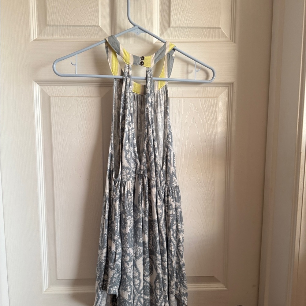 Free People Blue Gray and Yellow Mini Dress
